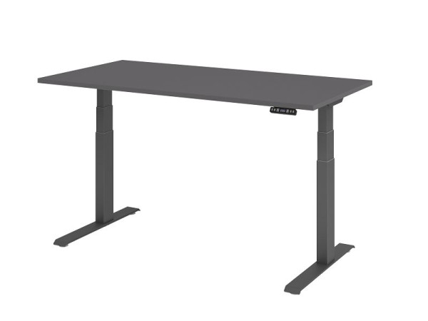Hammerbacher Schreibtisch XDKB16, 160 x 80 cm, Platte: Graphit, 25 mm dick, ABS-Dickkante, Rechteckform, Graphit, VXDKB16/G/G
