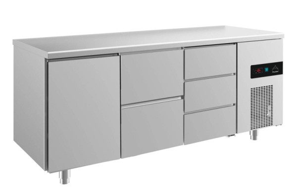 A&S Polarny Kühltisch -2 bis +8°C mit 1x Tür, 1x zwei Schubladen und 1x drei Schubladen rechts, 1865 x 700 x 850 mm, KT3TZD