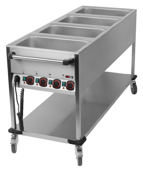 A&S Gastro Bain-Marie-Wagen-Fahrbar 4x GN 1/1, 650x1700x900 mm, BMPK-4120
