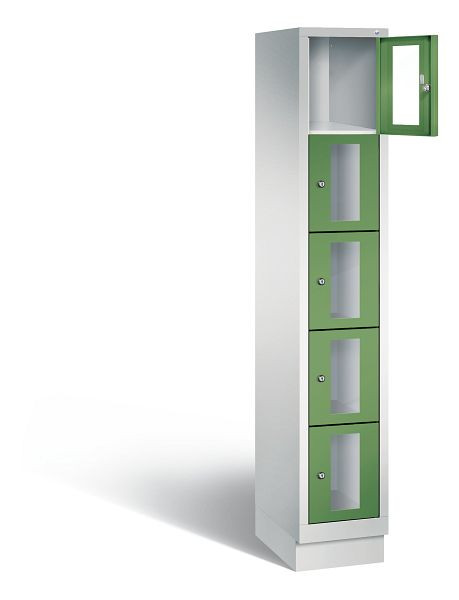C+P Schließfachschrank Classic, H1800xB320xT500mm, Farbe: Lichtgrau / Resedagrün, 8020A105 S10004