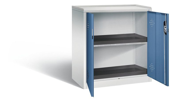 C+P Umweltschrank Acurado, H1000xB930xT500mm, Farbe: Lichtgrau / Fernblau, Muldengriff, 8821-316 S10087