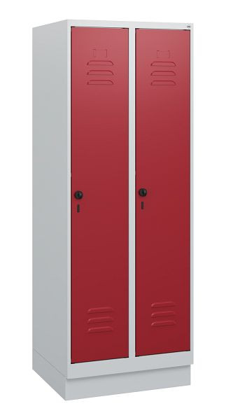 C+P Umkleidespind Classic PLUS, Sockel, 2 Abteile, 1630x600x500mm, 7035/3003, Drehriegel, 0800205-20 S10001