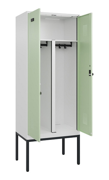 C+P PSA Doppel-Spind Evolo PLUS, Gestell, 2 Abteile, 2120x800x500mm, 9016/6019, Drehriegel, 0490327-22P S10019
