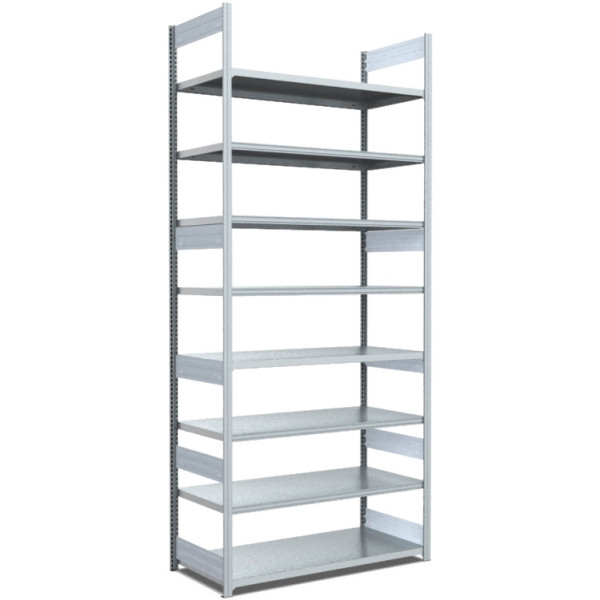 BITO Fachbodenregal zweiseitige Nutzung Grundfeld 40mm-Boden Set /Archivregal 100kg 2999x996x624 verzinkt, C1240-0004