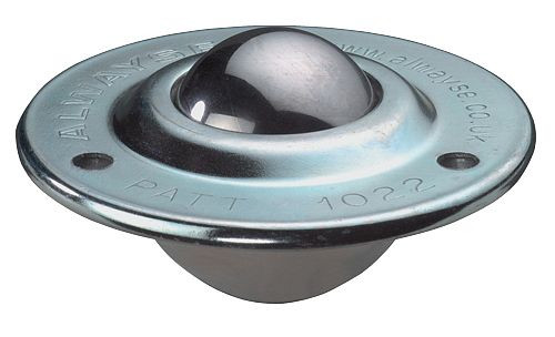 BS Rollen Kugelrolle, Tragfähigkeit 25 kg, dw 19 mm, Gehäuse Stahl, Kugeln Nylon, Bef-Loch-Ø 5,5 mm, Loch-Kreis-Ø 45 mm, VE: 2 Stück, E38.019