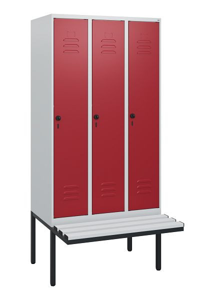 C+P Umkleidespind Classic PLUS, 3 Abteile, 1950x900x815mm, 7035/3003, Drehriegel, 0800405-30 S10031