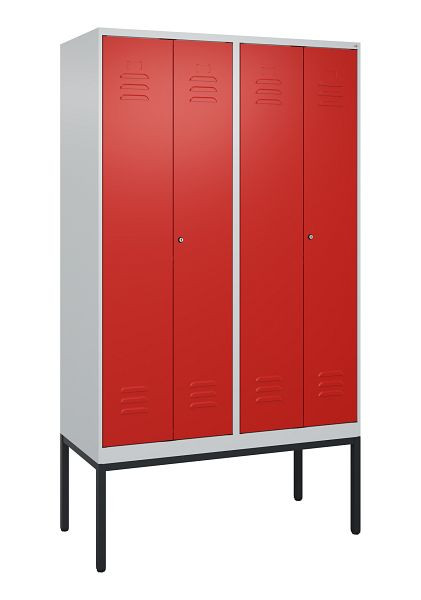 C+P Umkleidespind Classic PLUS SW, Gestell, 4 Abteile, 2120x1200x500mm, 7035/3020, Zylinderschlösser, 0800327-40 S10017