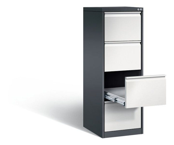 C+P Karteischrank Acurado, H1357xB433xT590mm, Farbe: Schwarzgrau / Lichtgrau, Griffleiste, 12434-321 S10031