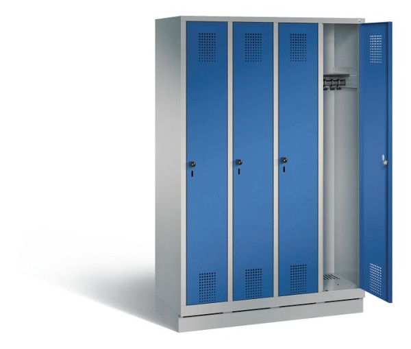 C+P Garderobenschrank Evolo, H1800xB1190xT500mm, Farbe: Weißaluminium / Enzianblau, 48020-40 S11036