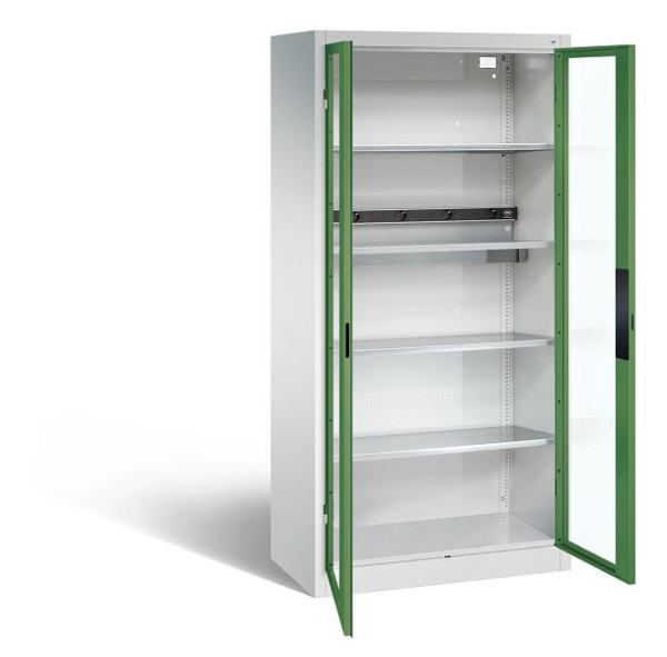 C+P Akkuladeschrank Serie 89, H1950xB930xT500mm, Farbe: Lichtgrau / Resedagrün, Muldengriff, 8921-055E1 S10007