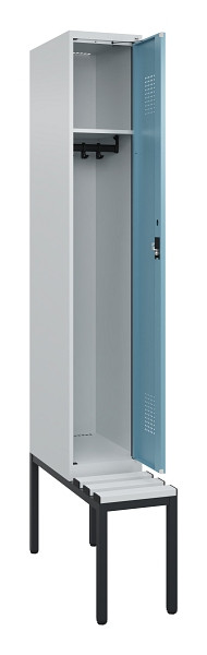 C+P Spind Evolo PLUS, 1 Abteile, 2120x300x815mm, 7035/0010, Haken 3, Zylinderschloss, Sitzfläche Kunststoff, Sitzbank, 0490507-10 S10090