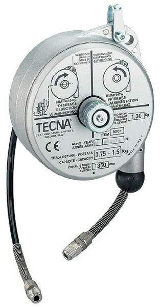Bedrunka+Hirth Federzug mit Schlauch, max. 8 bar, 30 L / min., beiseitig 1 / 4 ”, Auszug 1400 mm, Tragkraft 0,8 - 1,5 kg, 03.900.61