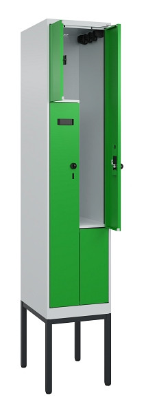 C+P Z-Spind Evolo PLUS, Gestell, 2 Fächer, 2120x400x500mm, 7035/6037, Drehriegel, 0490337-122 S10004