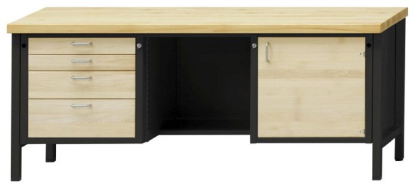 ANKE Werkbänke Kastenwerkbank, Modell 351 VH, 2000 x 700 x 900 mm, RAL 7016/Buche, BMP 50 mm, 310.323