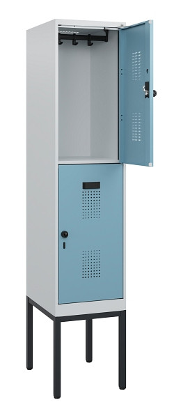 C+P Doppelstock-Spind Evolo PLUS, Gestell, 2 Fächer, 1950x400x500mm, 7035/0010, Drehriegel, 0493305-12 S10009