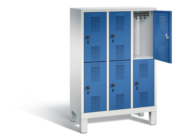 C+P Kindergarten-Spind doppelstöckig Evolo, H1350xB900xT300mm, Farbe: Lichtgrau / Enzianblau, 483103-30 S10046