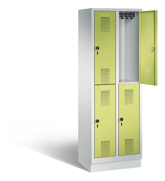 C+P Spind doppelstöckig Evolo, H1800xB610xT500mm, Farbe: Lichtgrau / Viridingrün, 48320-20 S10415