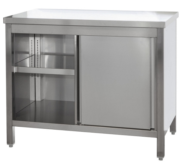 A&S Gastro Edelstahl Arbeitsschrank mit Türen und höhenverstellbaren Zwischenboden, Tiefe 800mm, AISI 304, 400 x 800 x 850 mm, ARST048