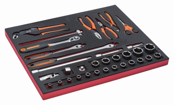 Bahco 3/3 Einlage, 1/2" Steckschlüssel-Einsätze, Zubehör + Zangen, 34-teilig, FF1A146