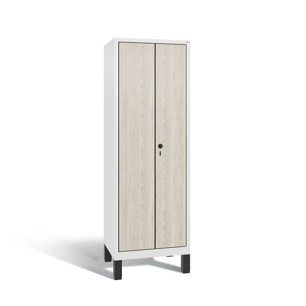 C+P Putzmittel-Spind Evolo, 2 Abteile, H1850xB610xT500 mm, Weiß/HPL Esche, 48110-00 S10184