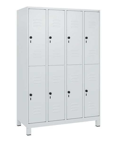 C+P Doppelstöckiger Spind Classic PLUS, Füße, 4 Abteile, 1800x1200x500mm, 7035/7035, Drehriegel, 0803107-40 S10009