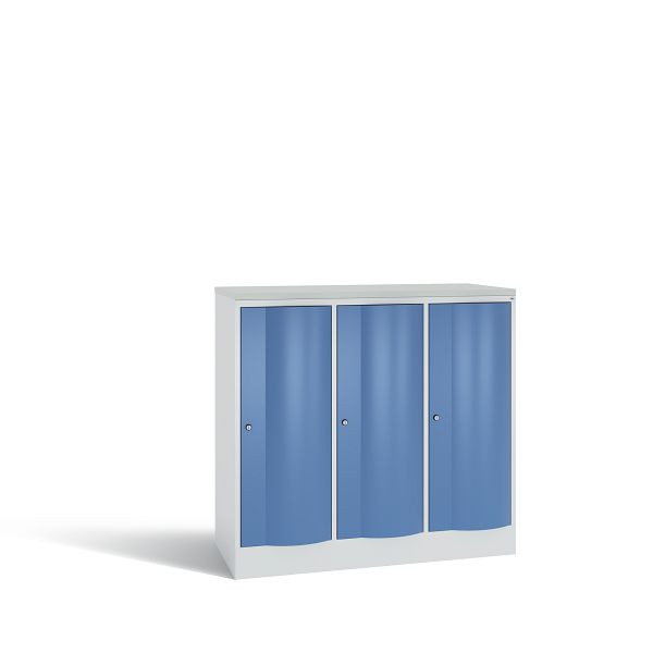 C+P Spind Resisto, 3 Abteile, H1077xB1148xT540 mm, Grau/Fernblau/DBS Hellgrau, 8271-372 S10006