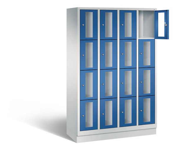 C+P Schließfachschrank Classic, H1800xB1190xT500mm, Farbe: Lichtgrau / Enzianblau, 8020A404 S10002