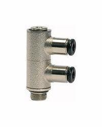 Riegler L-Mehrfachverteiler mit Innensechskant, 2-fach, drehbar, Außengewinde zylindrisch mit O-Ring (NBR), 108798