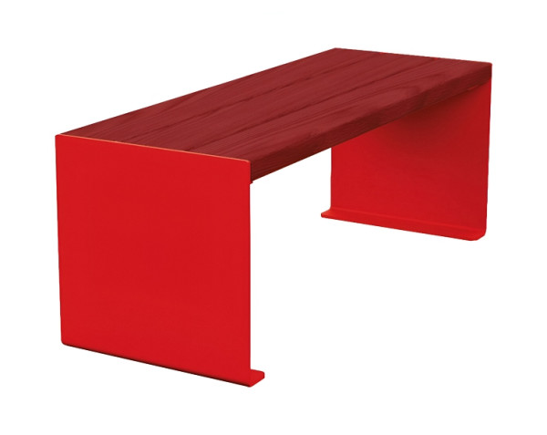 Procity Sitzbank Kube, 1200 mm, Stahl & Holz Ohne Rückenlehne, Mahagoni/RAL 3020, 306390.3020.ACAJ