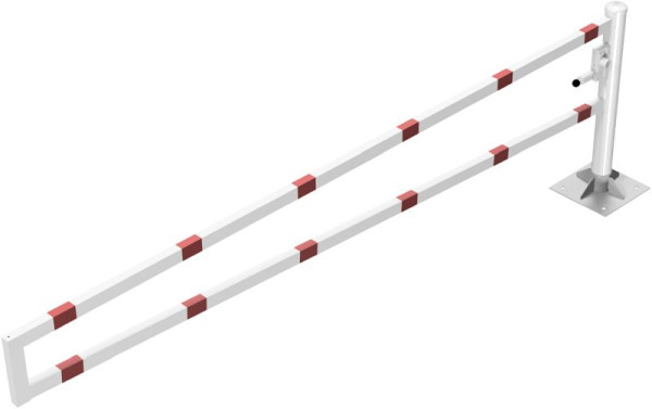 Schake Drehbare Wegesperre, mit selbsteinrastender Verriegelung 3,50m mit Dreikantverschluss, Drehpfosten: Ø 102mm, Schrankenarm: 60x40mm, 4013_35FBP