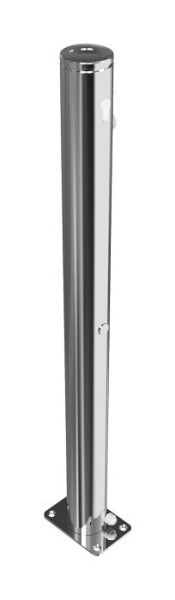 Schake Sperrpfosten aus Edelstahl Typ 4272UZ, Ø 76mm, mit Ziernut, -umlegbar-, mit Profilzylinder, zum Aufdübeln, geschliffen, 4272UZ