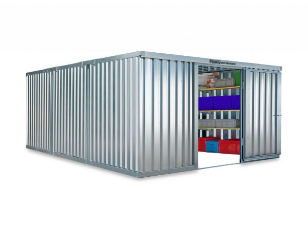 FLADAFI Materialcontainer-Kombination MC 1460, verzinkt, zerlegt, ohne Boden, 4.050 x 6.520 x 2.115 mm, Einflügeltür auf der 4 m Seite, F14630101-F911