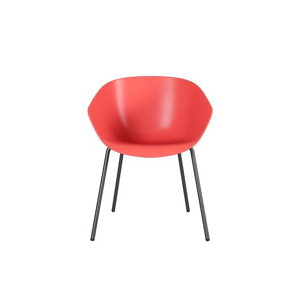 Bisley 2er Set, Besucherstuhl STAY, Polypropylensitz, Gestell schwarz, 4-Fuß Gestell, PXS004 strawberry, STAY4P2PXS004