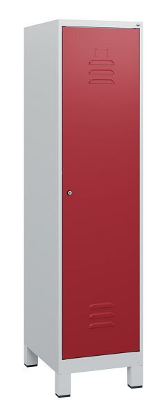 C+P Umkleidespind Classic PLUS, Füße, 1630x400x500mm, 7035/3003, Zylinderschloss, 0800105-12 S10016