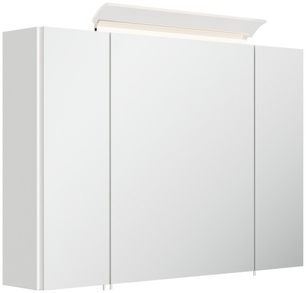 Posseik Spiegelschrank 90cm inkl. Design LED-Lampe und Glasböden weiss hochglanz, PSPS90CM1000002DE