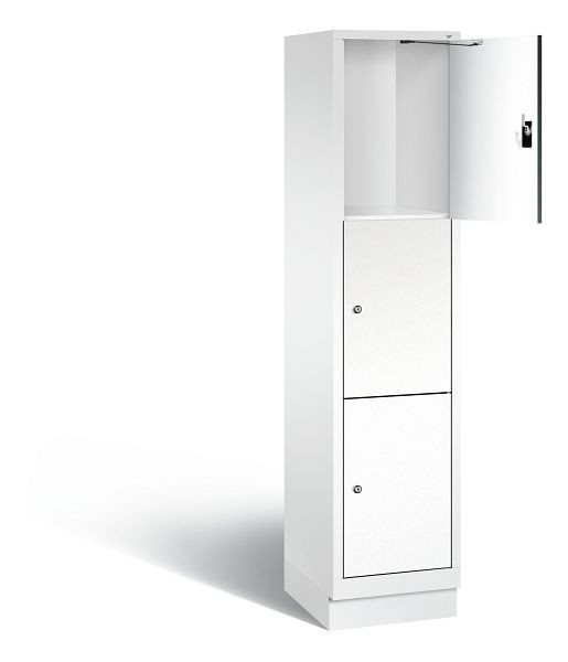 C+P Schließfachschrank Evolo, H1800xB420xT500mm, Farbe: Verkehrsweiß / Dekor Weiß, 48020-123 S10145