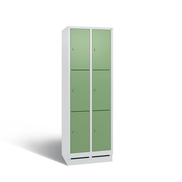 C+P Schließfachschrank Evolo, 6 Fächer, H1800xB610xT500 mm, Grau/Resedagrün, 48020-203 S10243