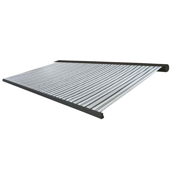 Mendler Ersatz-Bezug für Markise T124, Vollkassette Ersatzbezug Sonnenschutz 5x3m, Polyester grau-weiß, 76544