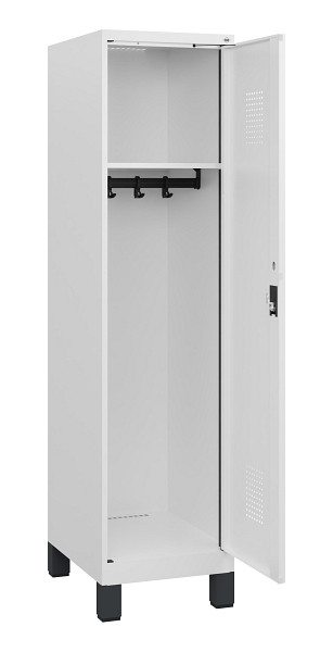 C+P Spind Evolo PLUS, Füße, 1 Abteil, 1630x400x500mm, 9016/9016, Zylinderschloss, 0490105-12 S10047