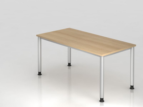 Hammerbacher Schreibtisch 4 Fuß rund 160x80cm Eiche/Silber, Rechteckform, VHS16/E/S