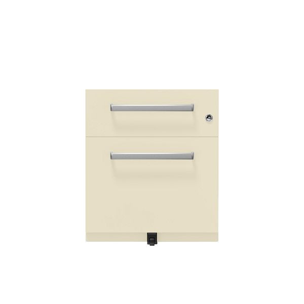 Bisley Rollcontainer Note™, 2 Schubladen, Tiefe 565 mm, Designgriff, 669 hellelfenbein, NWH59M7SF669