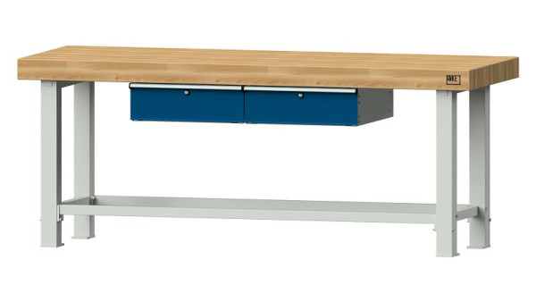 ANKE Werkbänke Arbeitstisch, Modell 202 VS, 2250 x 800 x 900 mm, RAL 7035/5010, BMP 100 mm, 320.153