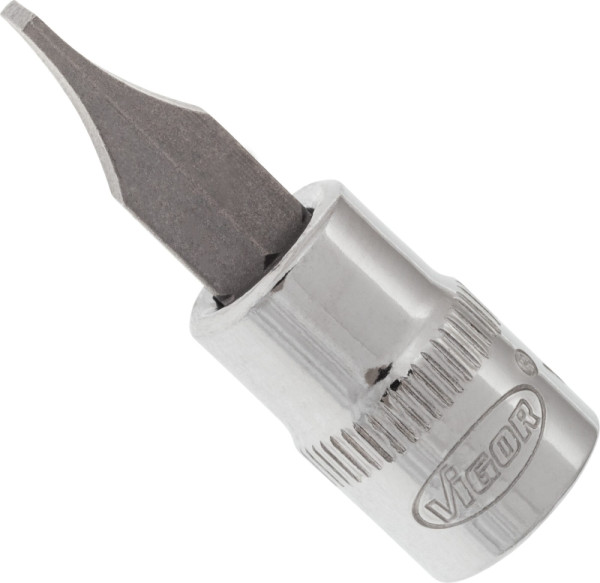 VIGOR Schraubendreher-Einsatz, Vierkant hohl 6,3 mm (1/4 Zoll), Schlitz Profil, 1.2 x 7 mm, V2429N