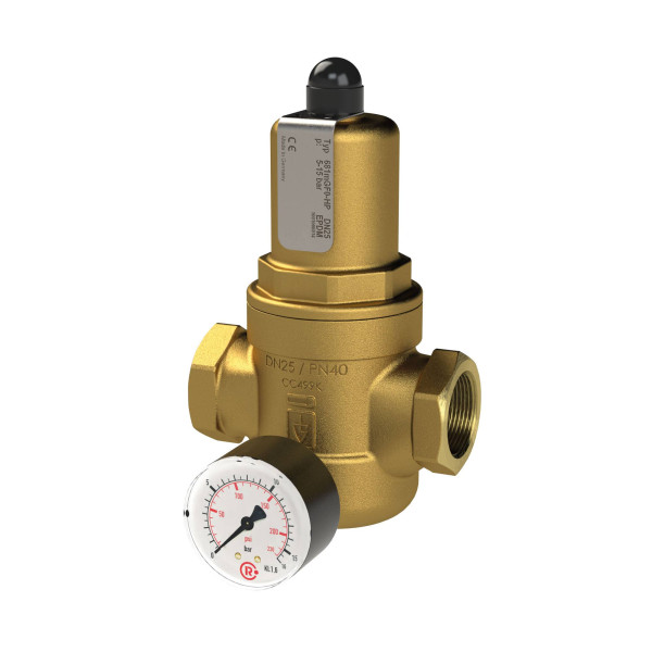 Riegler Druckregler für Trinkwasser, Rotguss, mit Manometer, G 1/2 IG, 1 - 8 bar, 146316