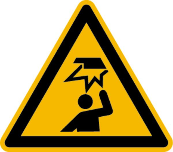 Schilder Klar Warnzeichen Warnung vor Hindernissen im Kopfbereich DIN EN ISO 7010-W020, 100 mm Folie selbstklebend, 3220/61