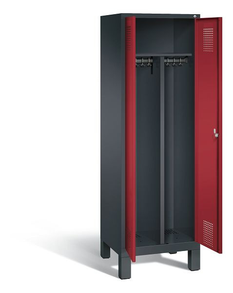 C+P Schwarz-Weiss-Spind Evolo, H1850xB610xT500mm, Farbe: Schwarzgrau / Rubinrot, 48012-20 S10234