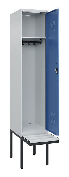 C+P Spind Evolo PLUS, 1 Abteile, 2120x400x815mm, 7035/5023, Haken 4, Zylinderschloss, Material Sitzfläche Kunststoff, 0490407-12 S10089