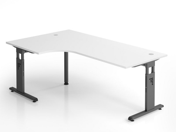 Hammerbacher Winkelschreibtisch OS82, 200 x 120 cm, Platte: Weiß, 25 mm dick, 2 mm ABS-Kante, Winkelform 90°, links oder rechts montierbar, VOS82/W/G