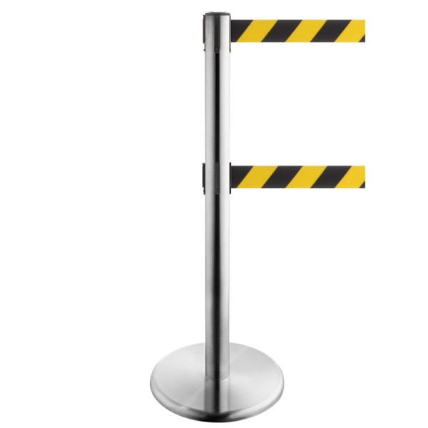 Stein HGS Personenleitsystem -P-Line Duo-, Edelstahl, schwarz/gelb diagonal (schraffiert), mit Gurtendstück (Standard), Gurtlänge: 2 x 2,3 m, 36402-0602