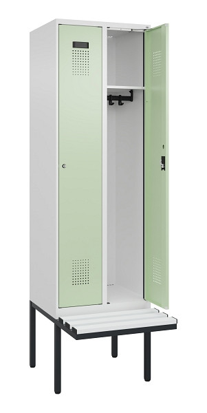 C+P Spind Evolo PLUS, 2 Abteil, 2120x600x815mm, 9016/6019, Zylinderschloss, Material Sitzfläche Kunststoff, 0490407-20 S10100